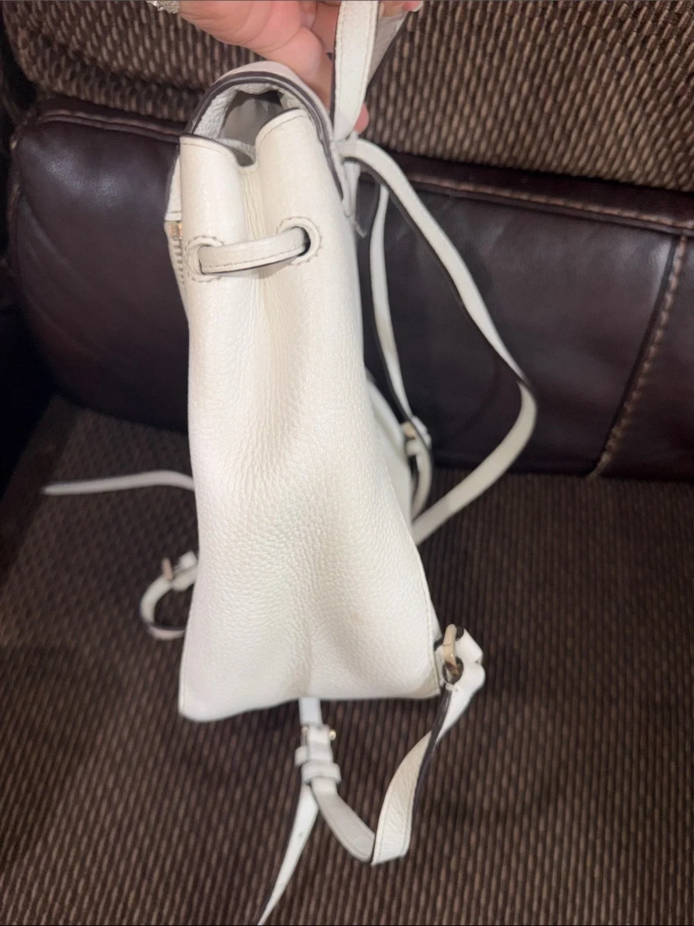 Kate Spade White Pink Leila Striped Backpack